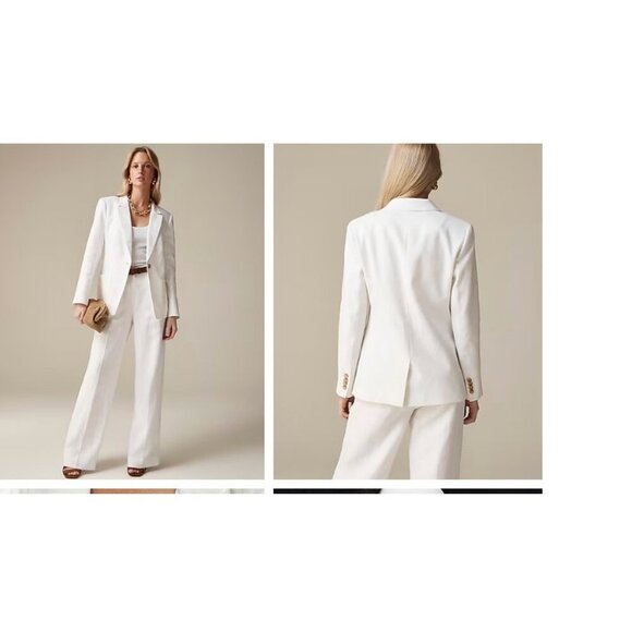 J.Crew $198 Womens Helena Blazer Stretch Linen White Size 0 BX793 - Picture 2 of 8